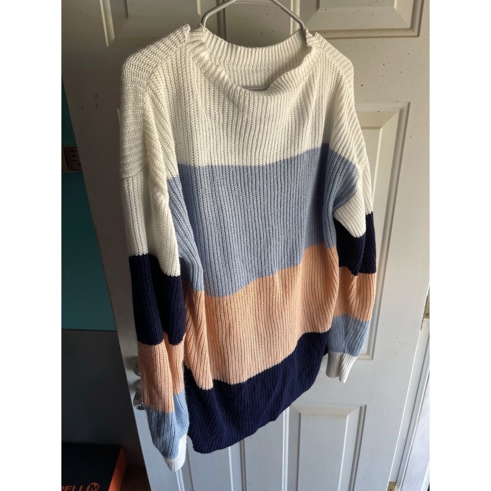 Four-tone Colorblock Sweater (Large) (MultiColor)